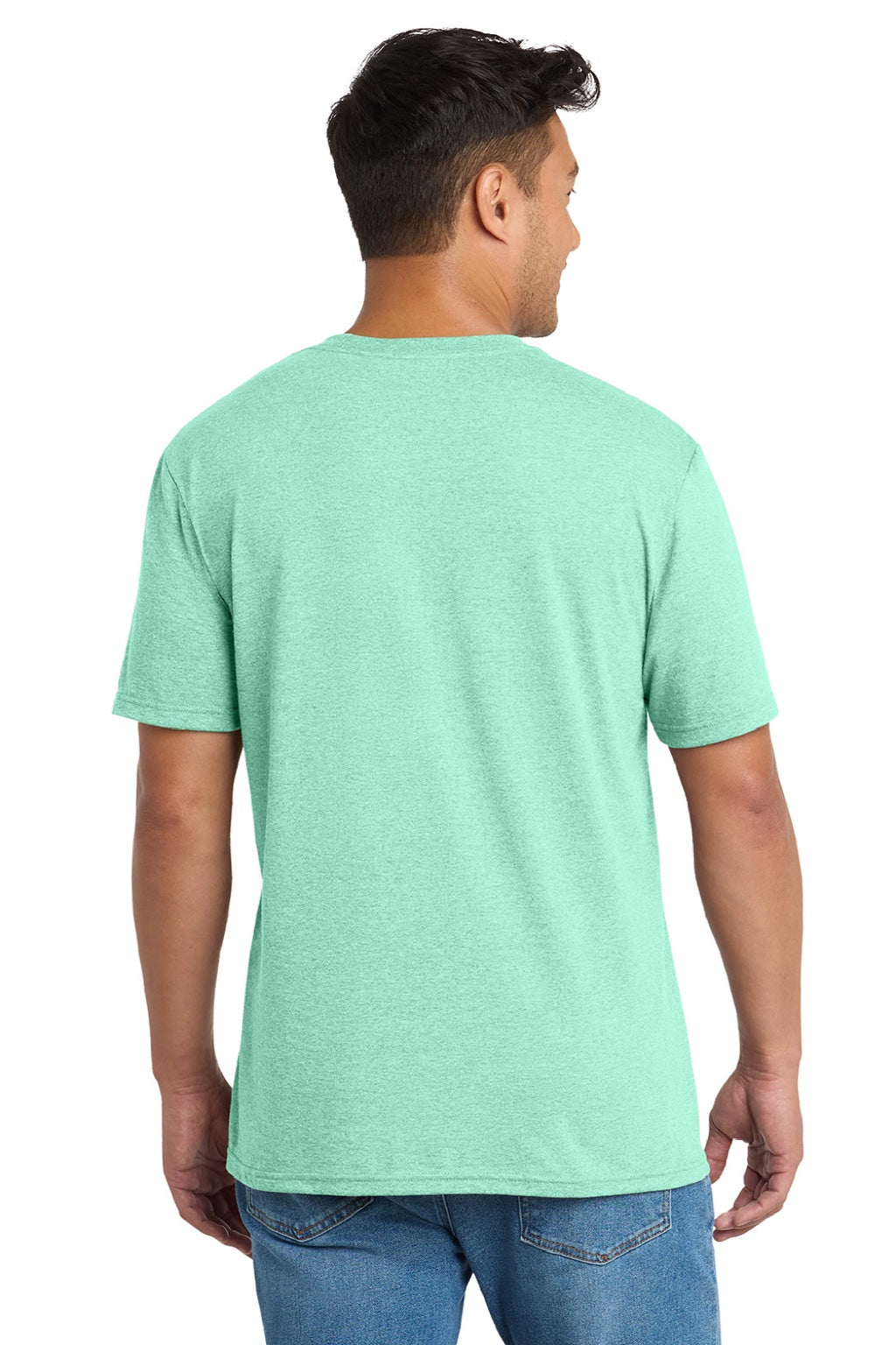 Port & Company PC330 Mens Short Sleeve Crewneck T-Shirt Heather Jadeite Green Model Back