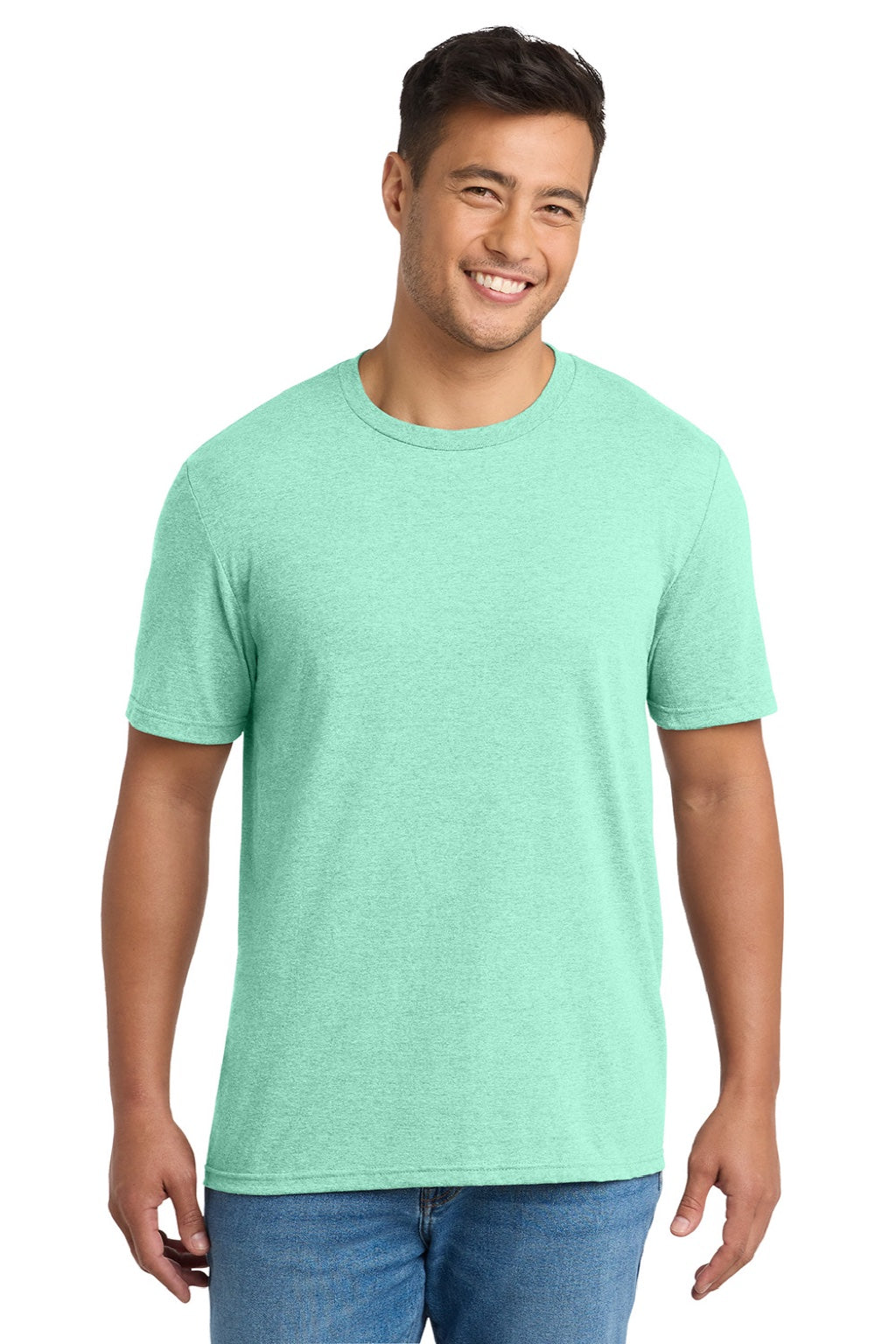 Port & Company PC330 Mens Short Sleeve Crewneck T-Shirt Heather Jadeite Green Model Front