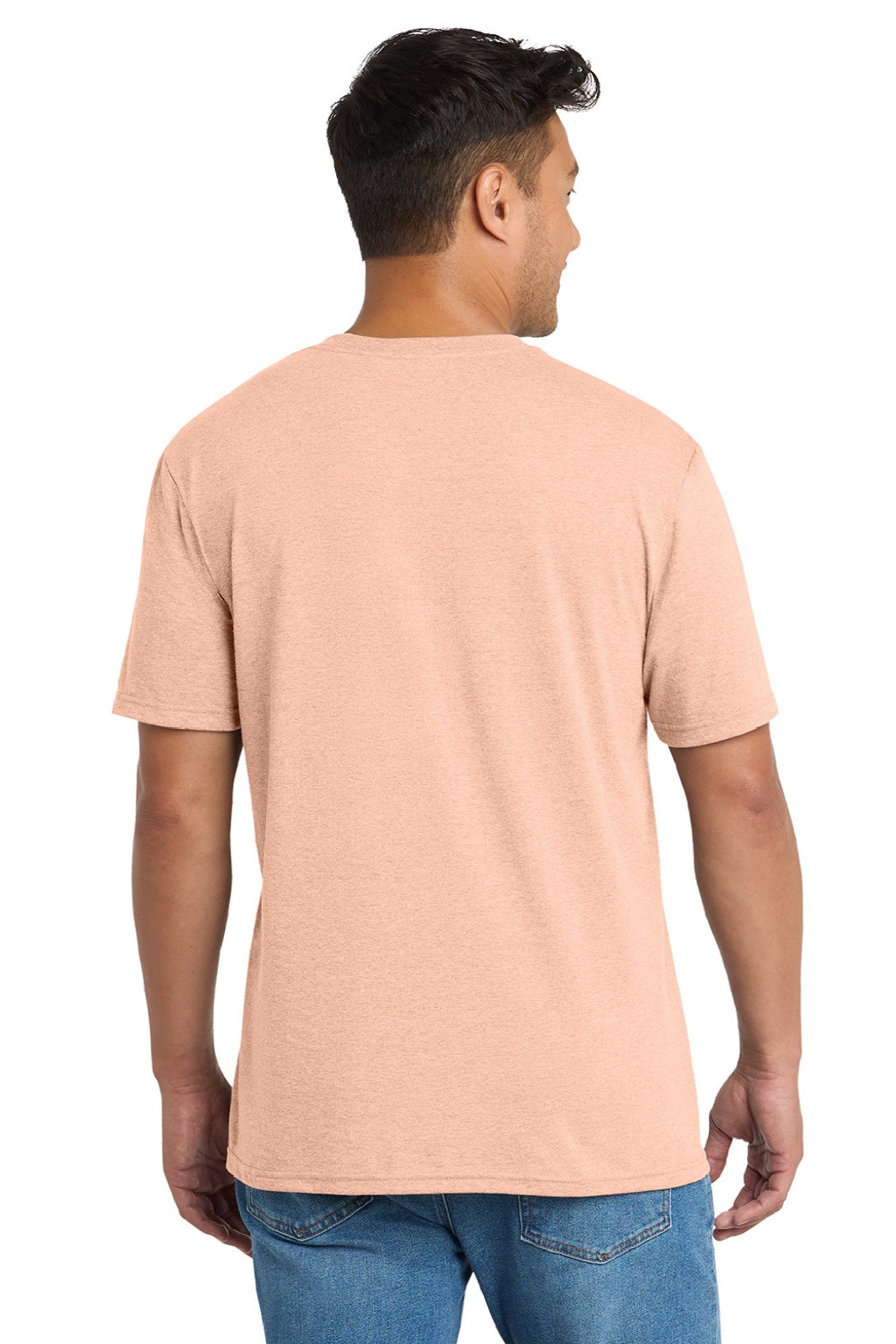 Port & Company PC330 Mens Short Sleeve Crewneck T-Shirt Heather Dusty Peach Model Back