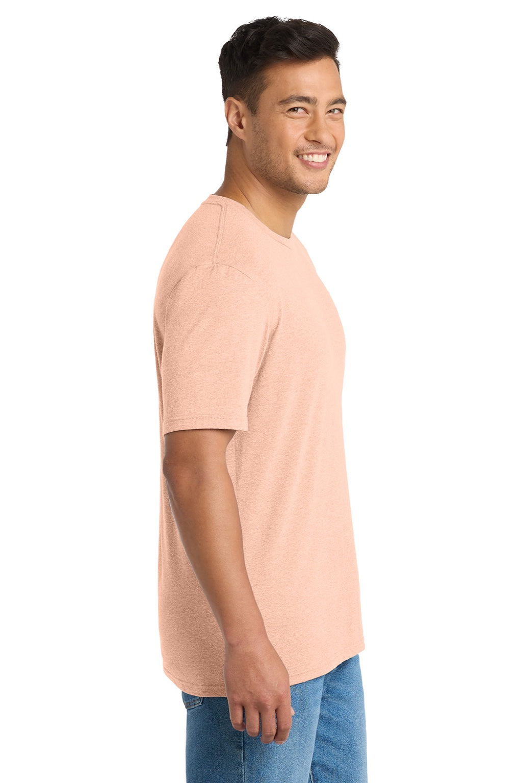 Port & Company PC330 Mens Short Sleeve Crewneck T-Shirt Heather Dusty Peach Model Side