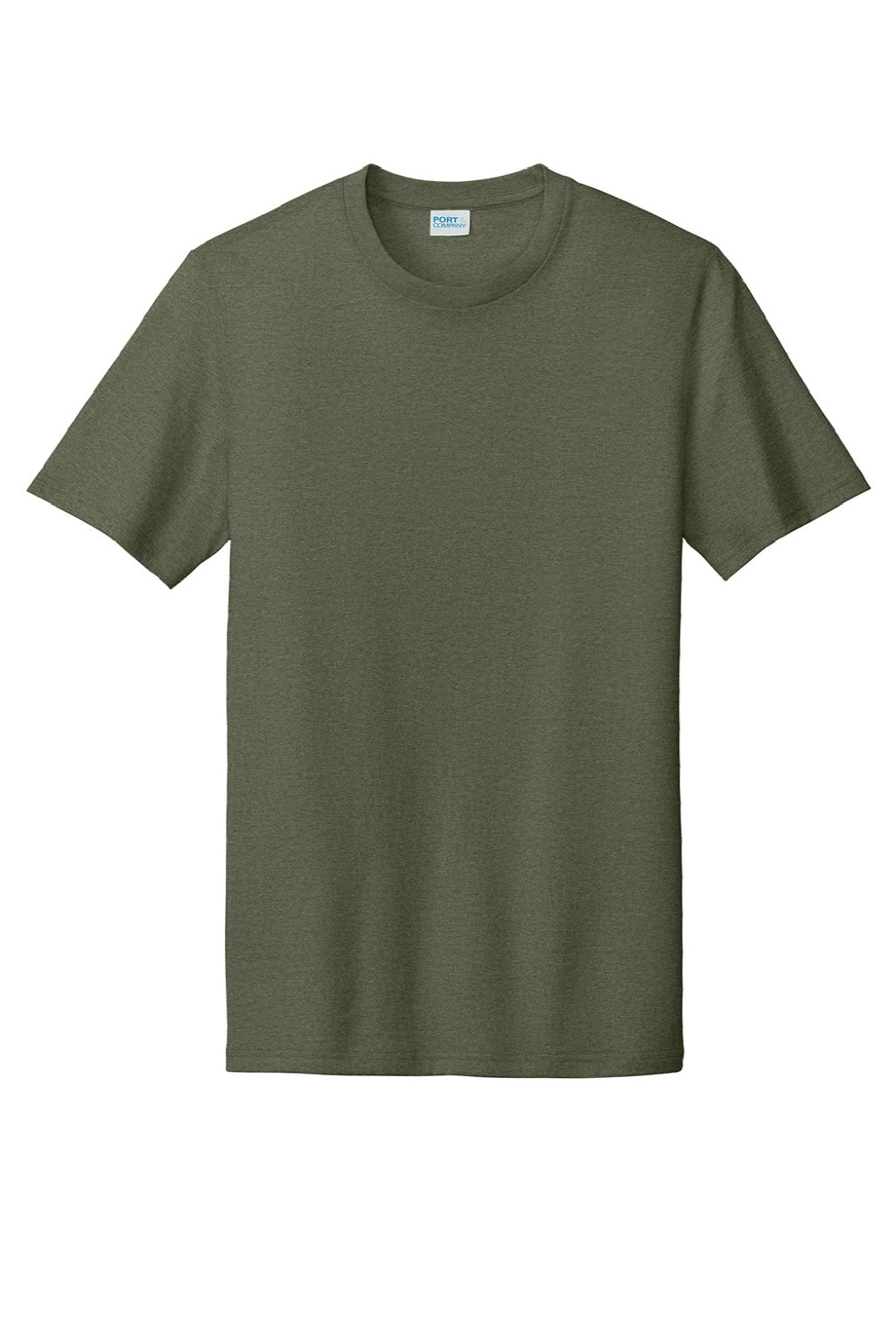 Port & Company PC330 Mens Short Sleeve Crewneck T-Shirt Heather Military Green Flat Front