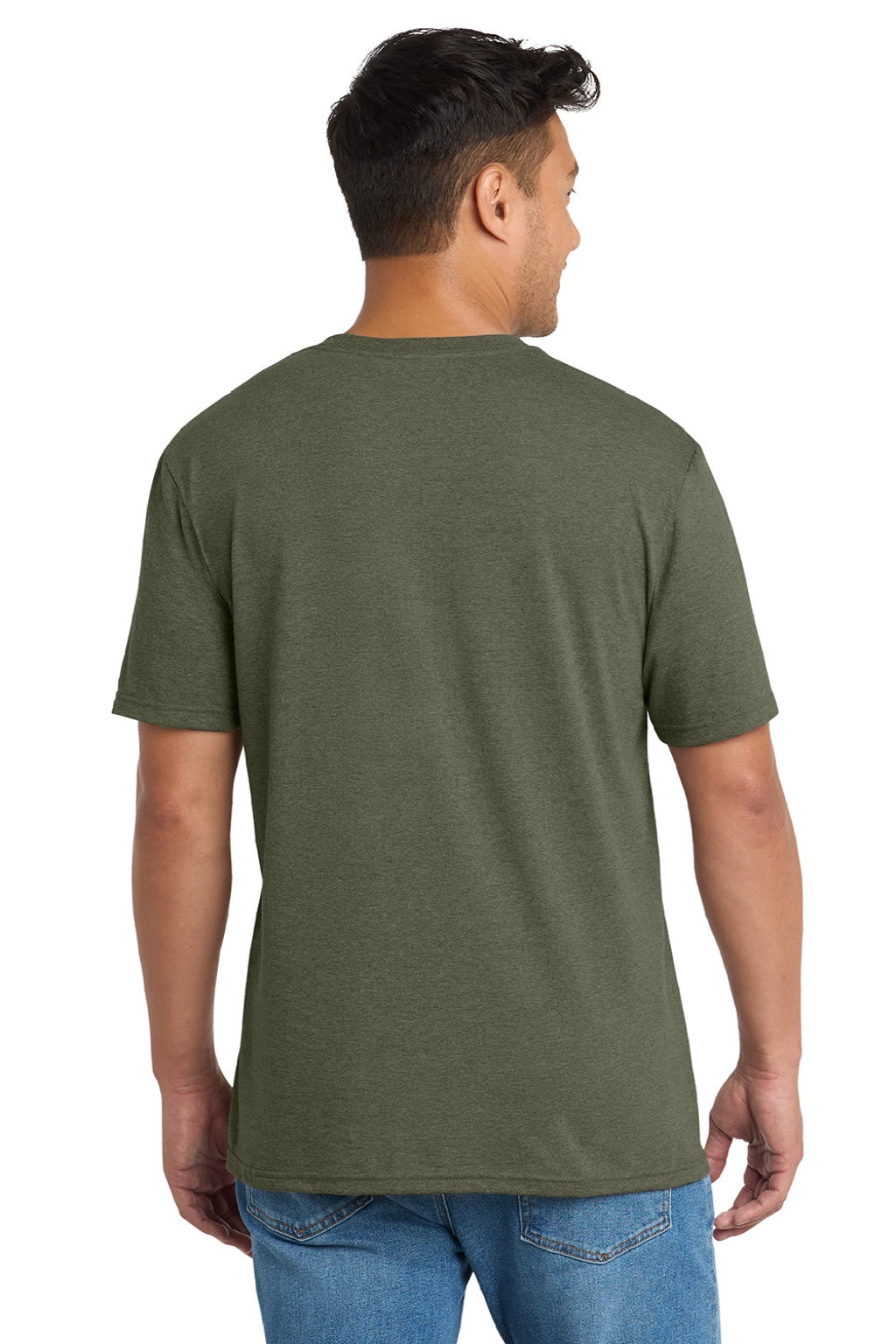 Port & Company PC330 Mens Short Sleeve Crewneck T-Shirt Heather Military Green Model Back