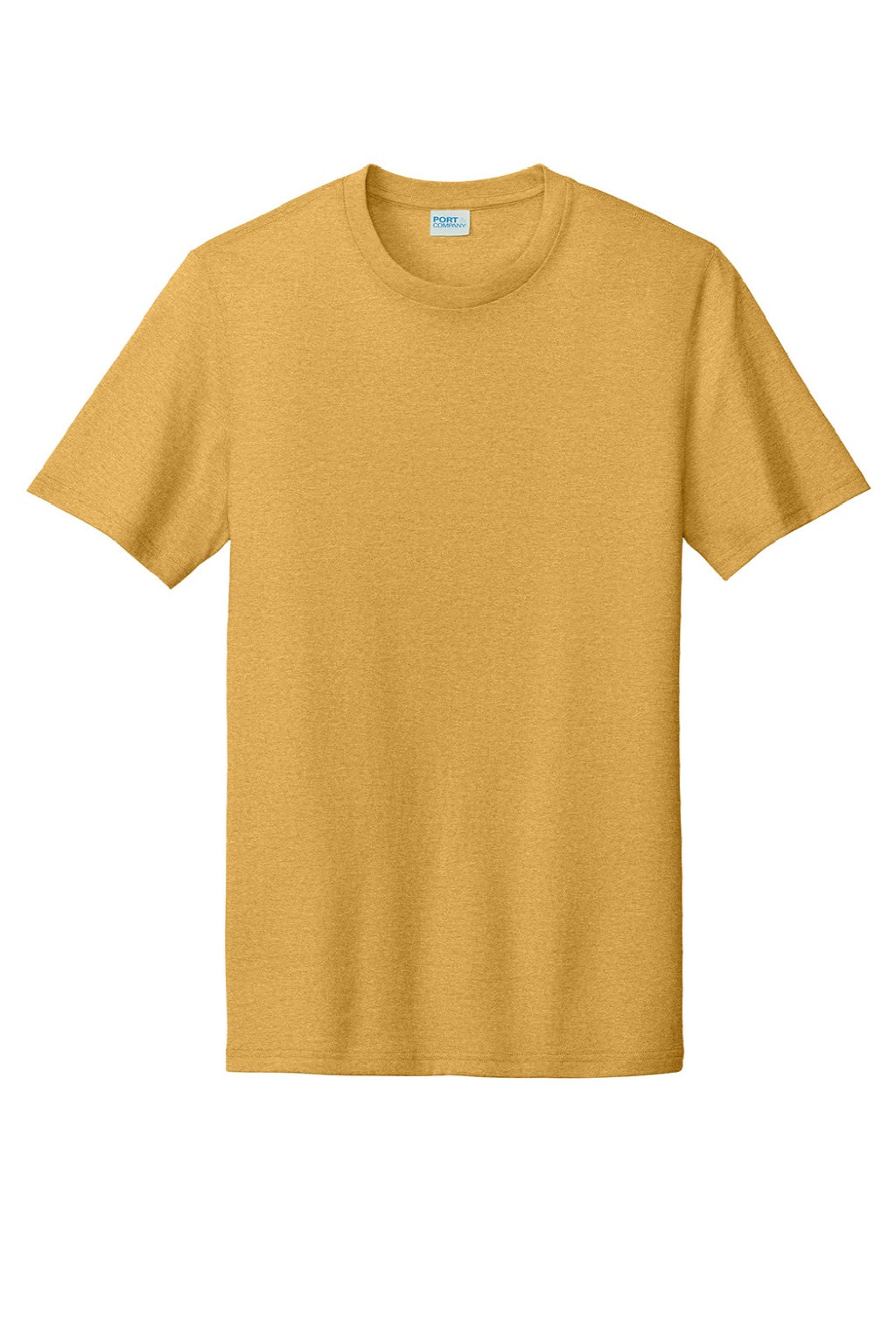 Port & Company PC330 Mens Short Sleeve Crewneck T-Shirt Heather Ochre Yellow Flat Front