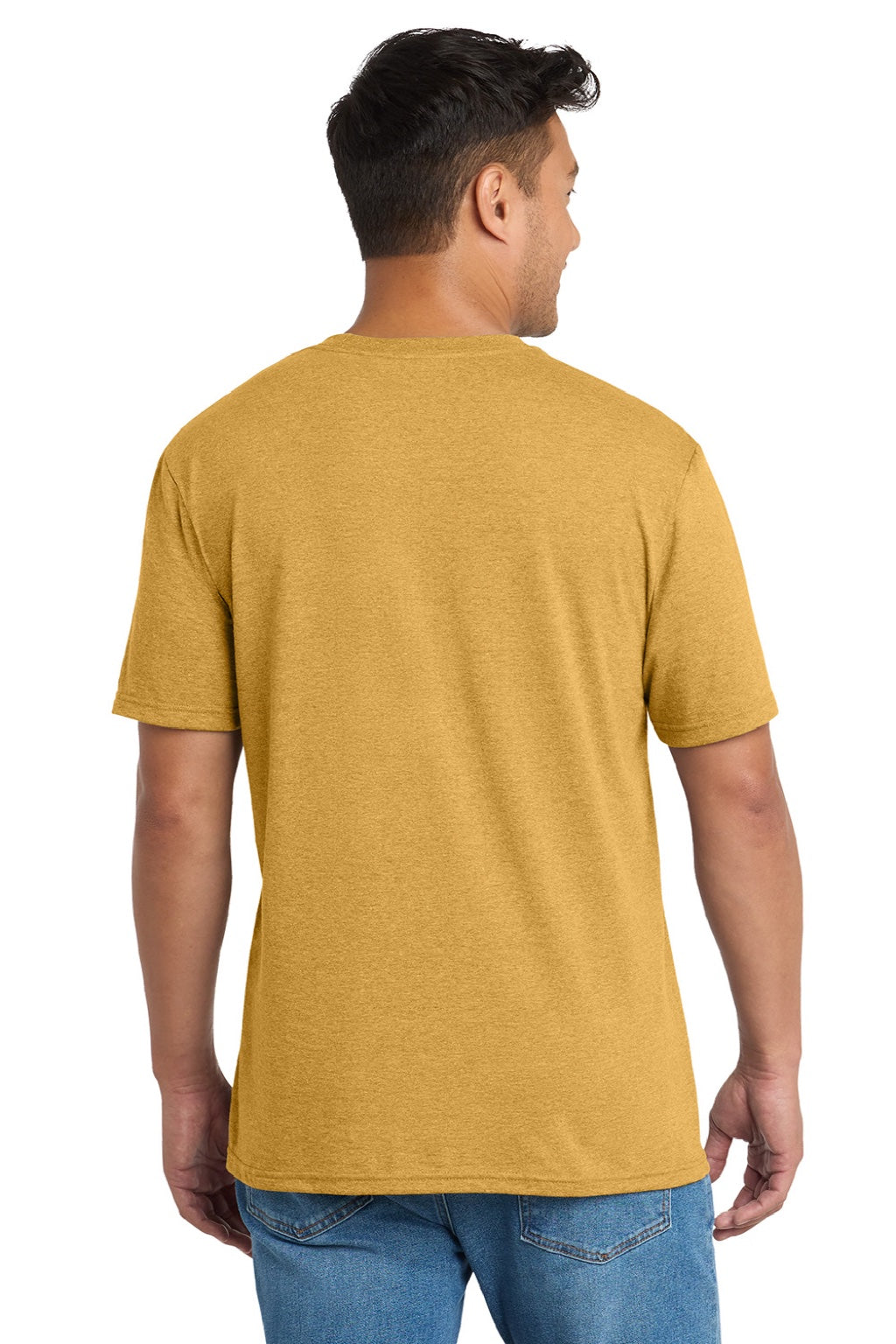 Port & Company PC330 Mens Short Sleeve Crewneck T-Shirt Heather Ochre Yellow Model Back