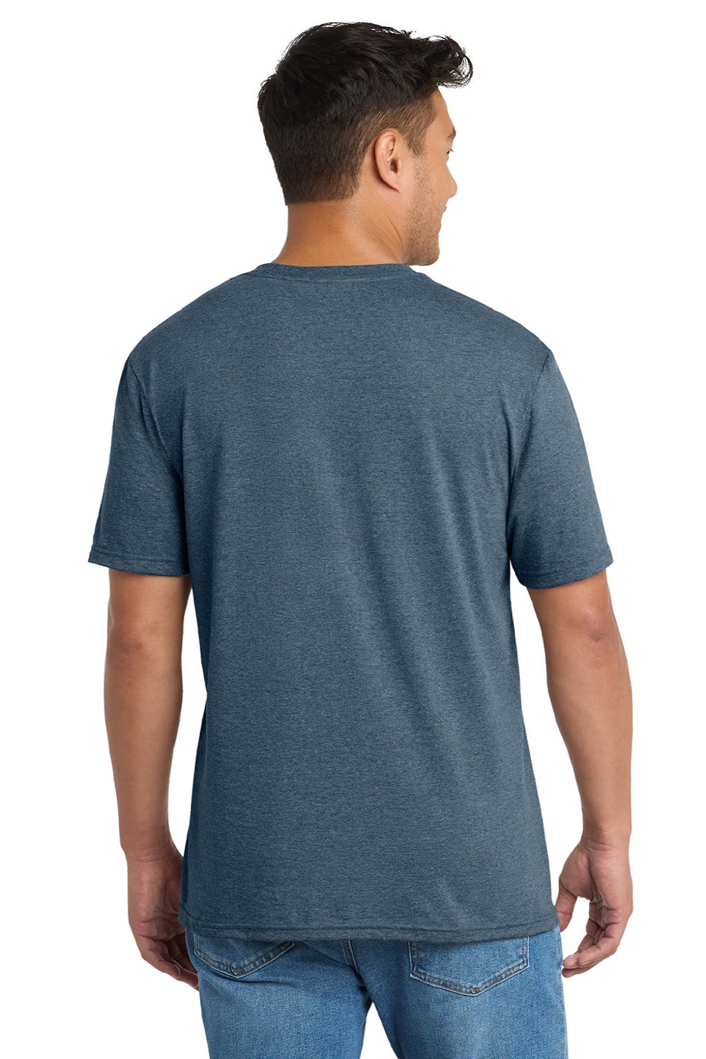 Port & Company PC330 Mens Short Sleeve Crewneck T-Shirt Heather Steel Blue Model Back
