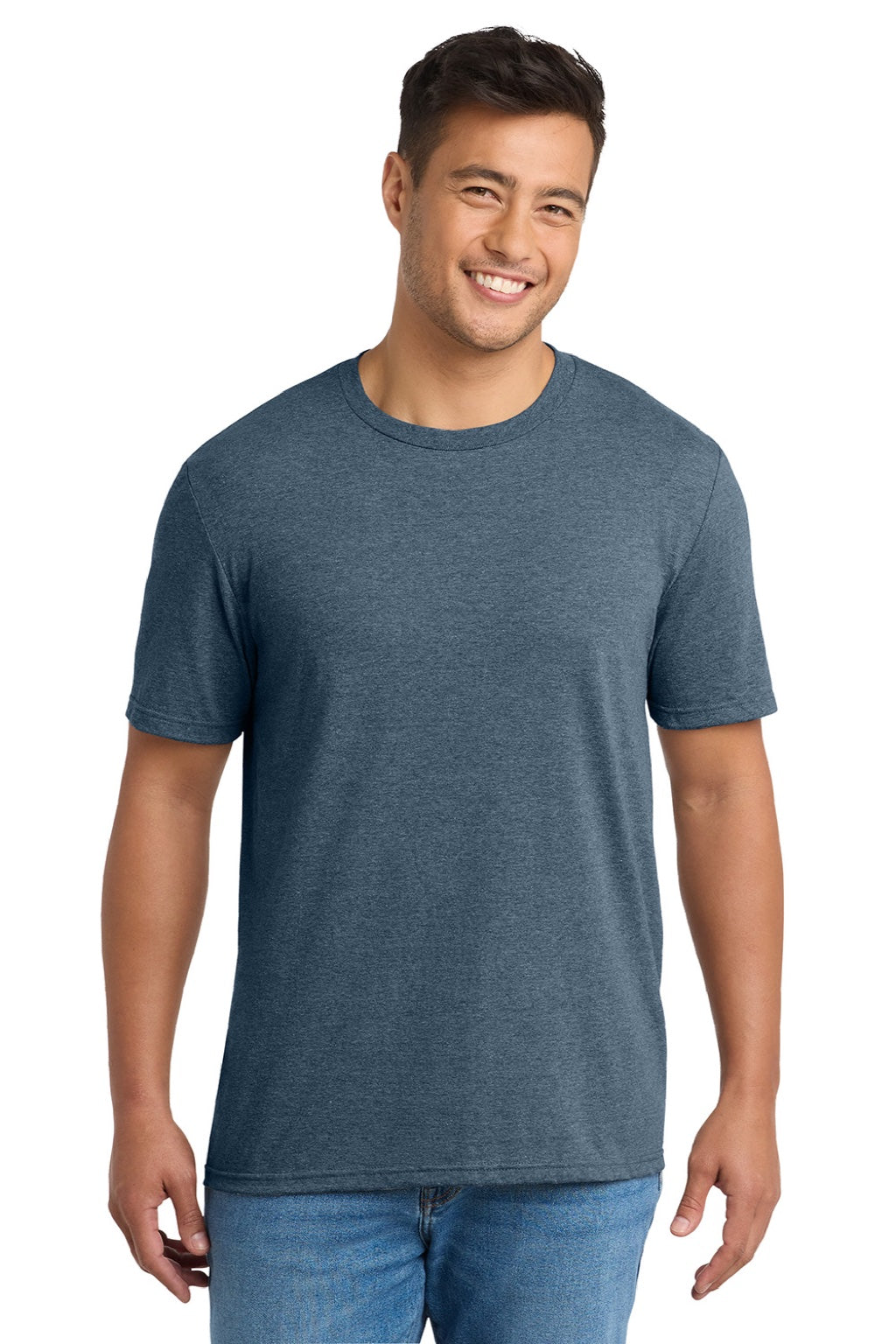 Port & Company PC330 Mens Short Sleeve Crewneck T-Shirt Heather Steel Blue Model Front