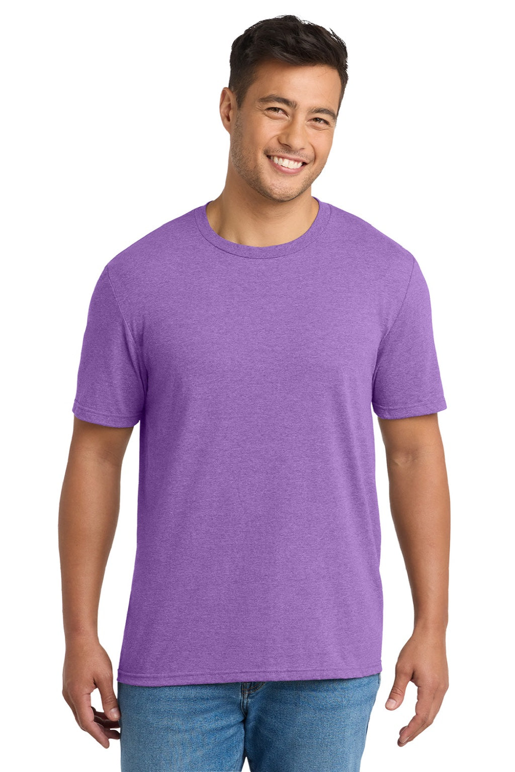 Port & Company PC330 Mens Short Sleeve Crewneck T-Shirt Heather Team Purple Model Front