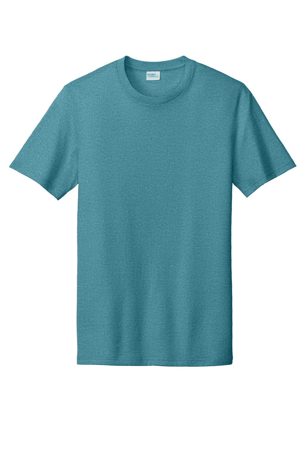 Port & Company PC330 Mens Short Sleeve Crewneck T-Shirt Heather Vivid Teal Green Flat Front
