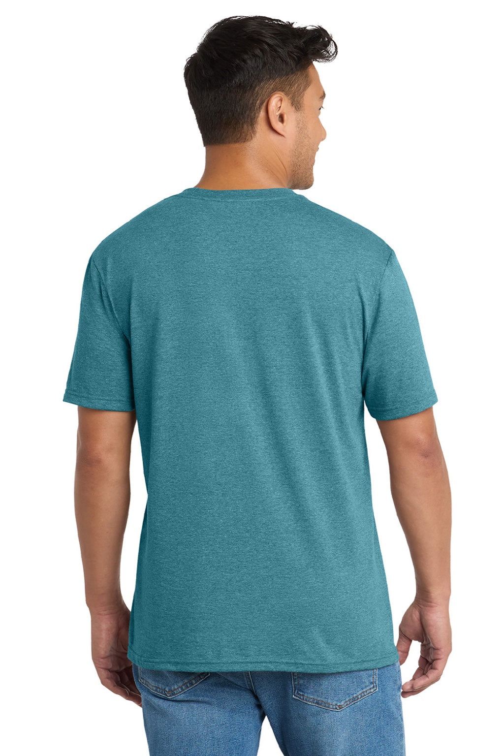 Port & Company PC330 Mens Short Sleeve Crewneck T-Shirt Heather Vivid Teal Green Model Back