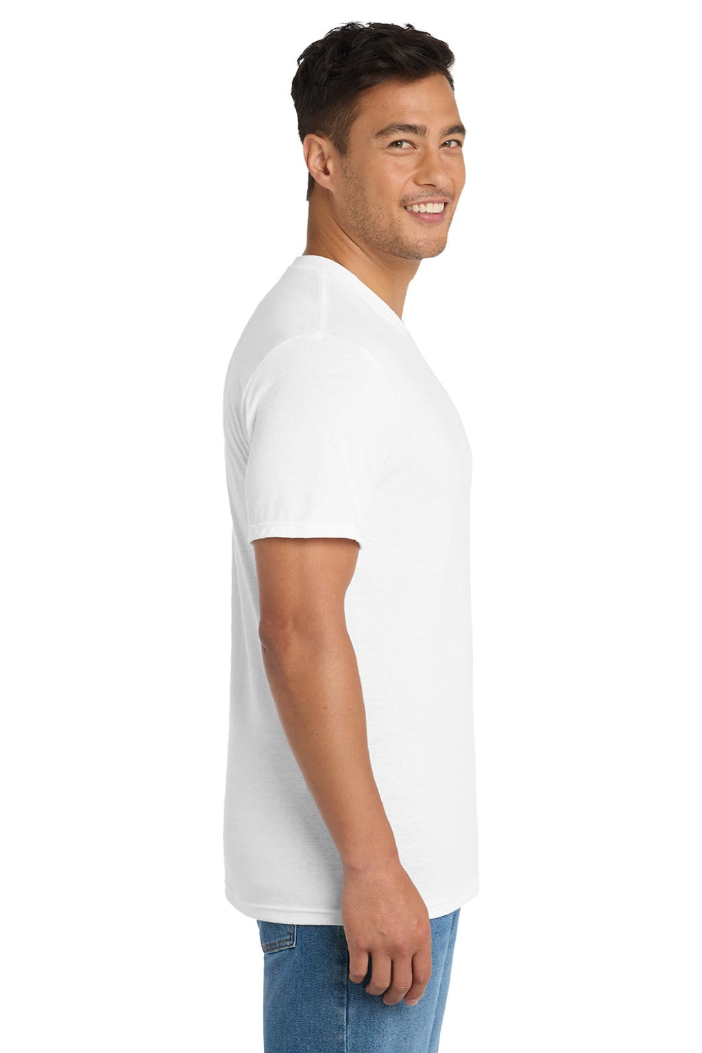 Port & Company PC330 Mens Short Sleeve Crewneck T-Shirt White Model Side