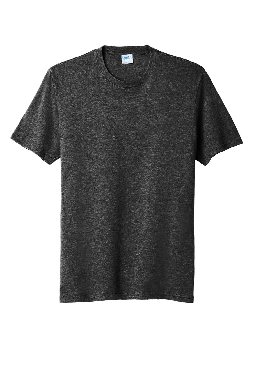 Port & Company PC330 Mens Short Sleeve Crewneck T-Shirt Heather Black Flat Front