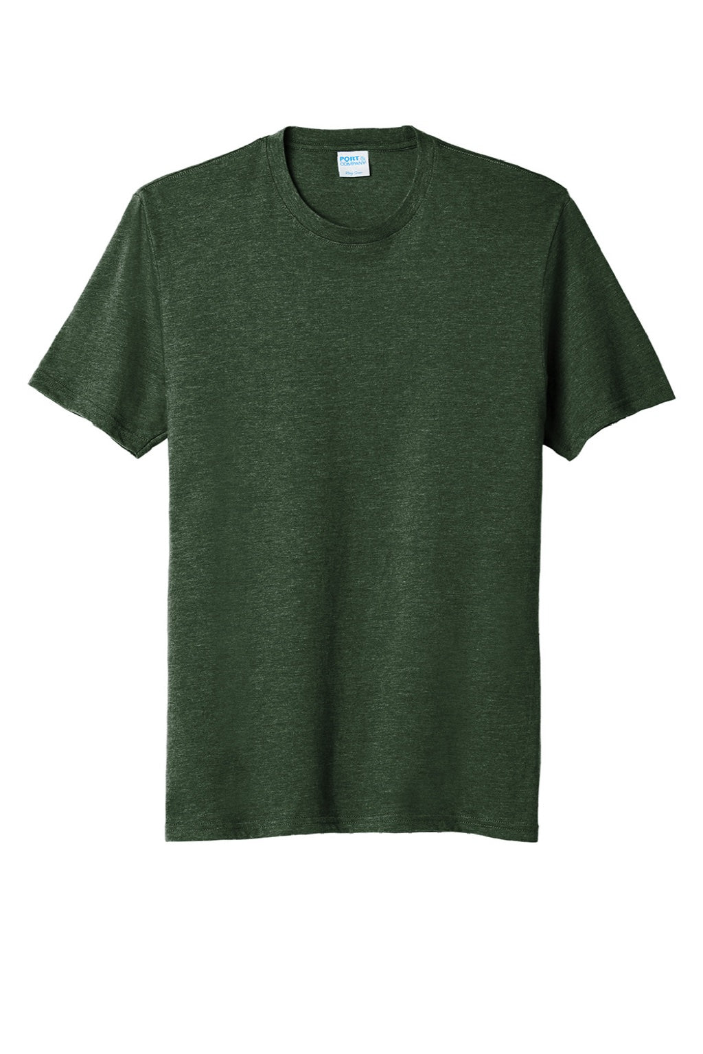 Port & Company PC330 Mens Short Sleeve Crewneck T-Shirt Heather Forest Green Flat Front