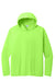 Port & Company PC380H Mens DryZone Performance Moisture Wicking Long Sleeve Hooded T-Shirt Hoodie Neon Green Flat Front
