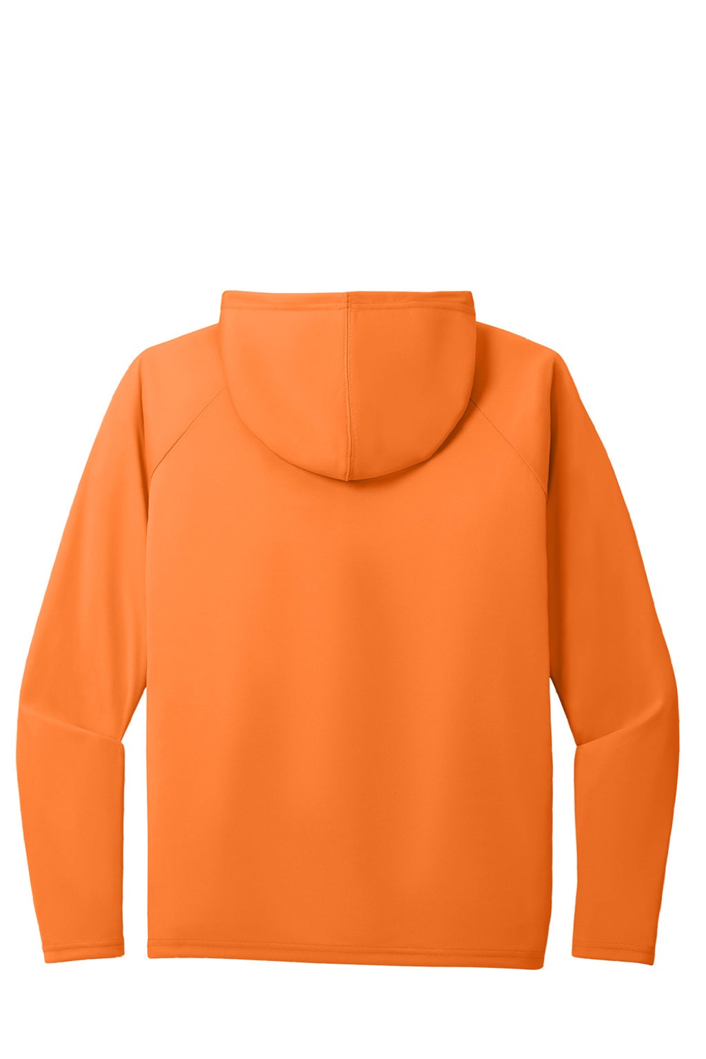 Port & Company PC380H Mens DryZone Performance Moisture Wicking Long Sleeve Hooded T-Shirt Hoodie Neon Orange Flat Back