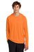 Port & Company PC380H Mens DryZone Performance Moisture Wicking Long Sleeve Hooded T-Shirt Hoodie Neon Orange Model Front
