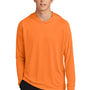 Port & Company Mens DryZone Performance Moisture Wicking Long Sleeve Hooded T-Shirt Hoodie - Neon Orange - NEW