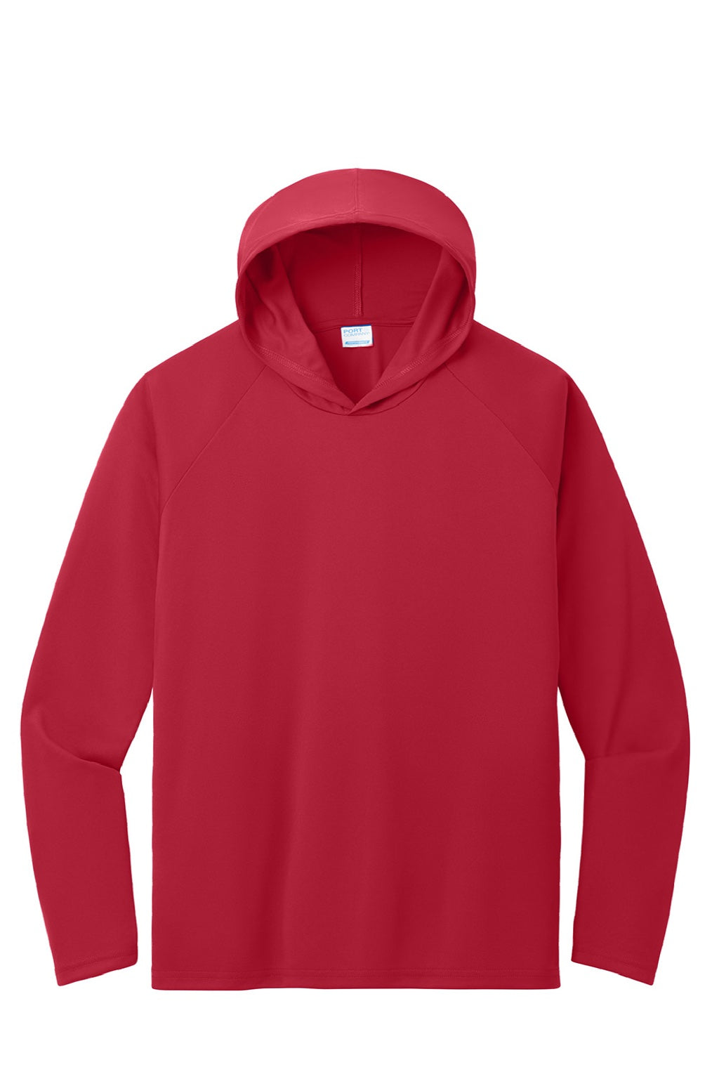 Port & Company PC380H Mens DryZone Performance Moisture Wicking Long Sleeve Hooded T-Shirt Hoodie Red Flat Front