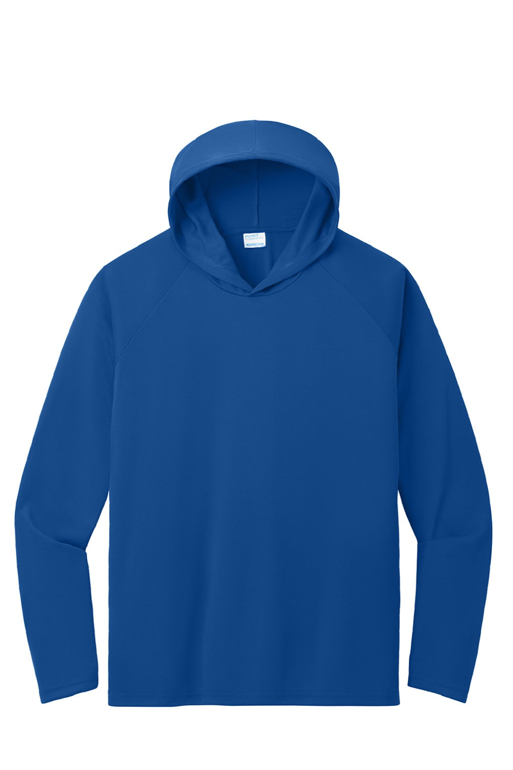 Port & Company PC380H Mens DryZone Performance Moisture Wicking Long Sleeve Hooded T-Shirt Hoodie True Royal Blue Flat Front