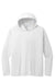 Port & Company PC380H Mens DryZone Performance Moisture Wicking Long Sleeve Hooded T-Shirt Hoodie White Flat Front