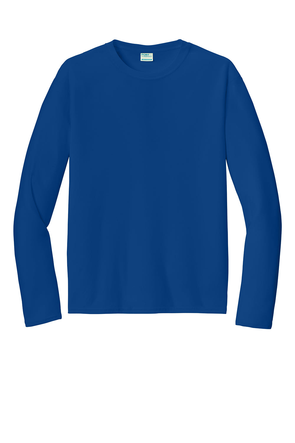 Port & Company PC380LS Mens Dry Zone Performance Moisture Wicking Long Sleeve Crewneck T-Shirt True Royal Blue Flat Front
