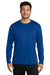 Port & Company PC380LS Mens Dry Zone Performance Moisture Wicking Long Sleeve Crewneck T-Shirt True Royal Blue Model Front