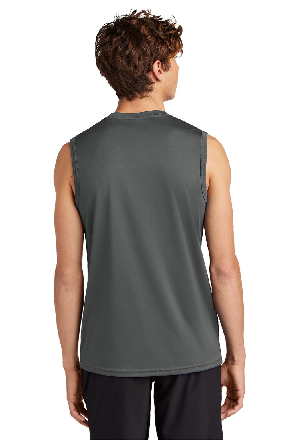 Port & Company PC380SL Mens DryZone Moisture Wicking Performance Tank Top Charcoal Grey Model Back