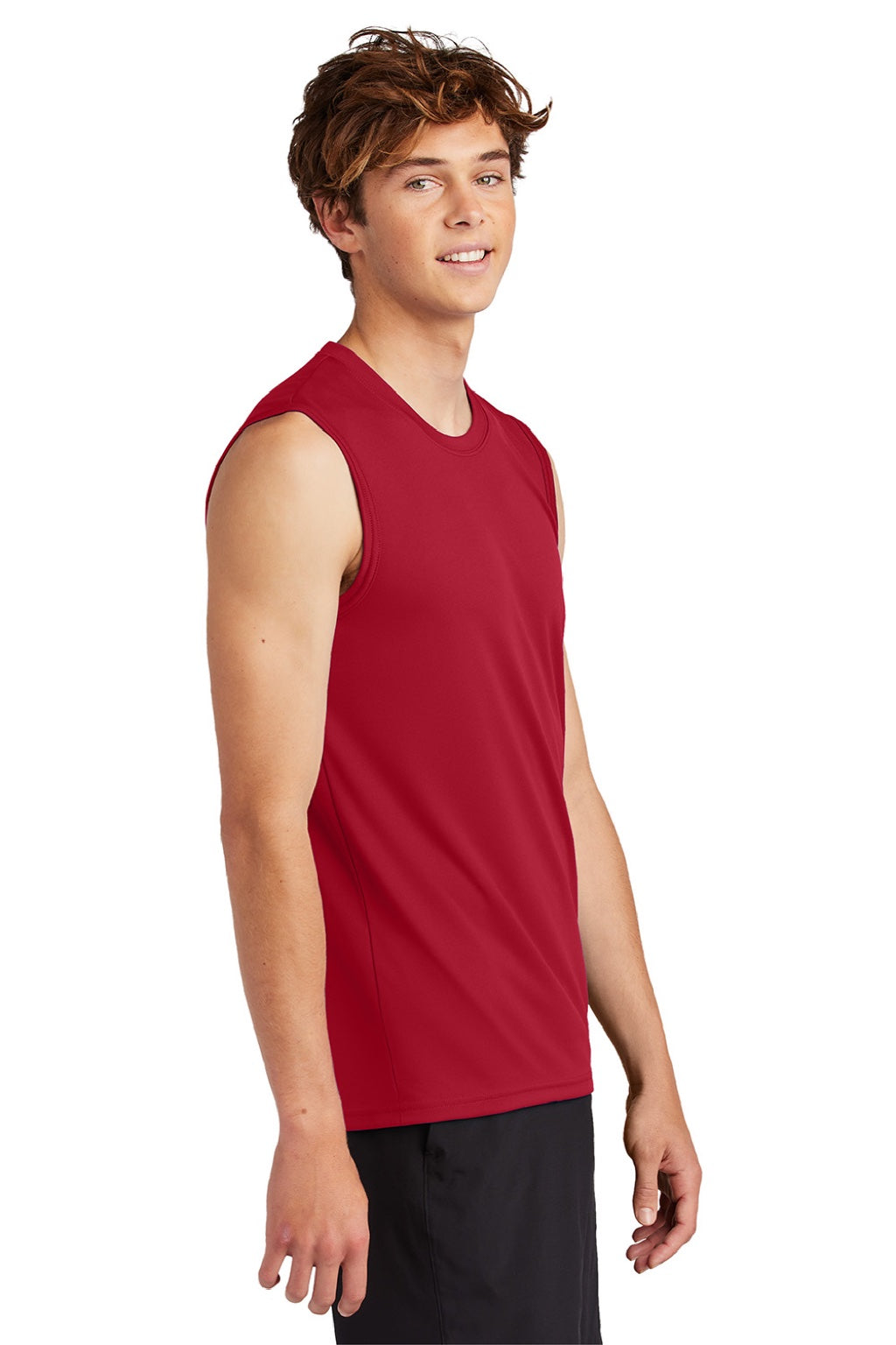 Port & Company PC380SL Mens DryZone Moisture Wicking Performance Tank Top Red Model Side