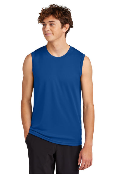 Port & Company PC380SL Mens DryZone Moisture Wicking Performance Tank Top True Royal Blue Model Front