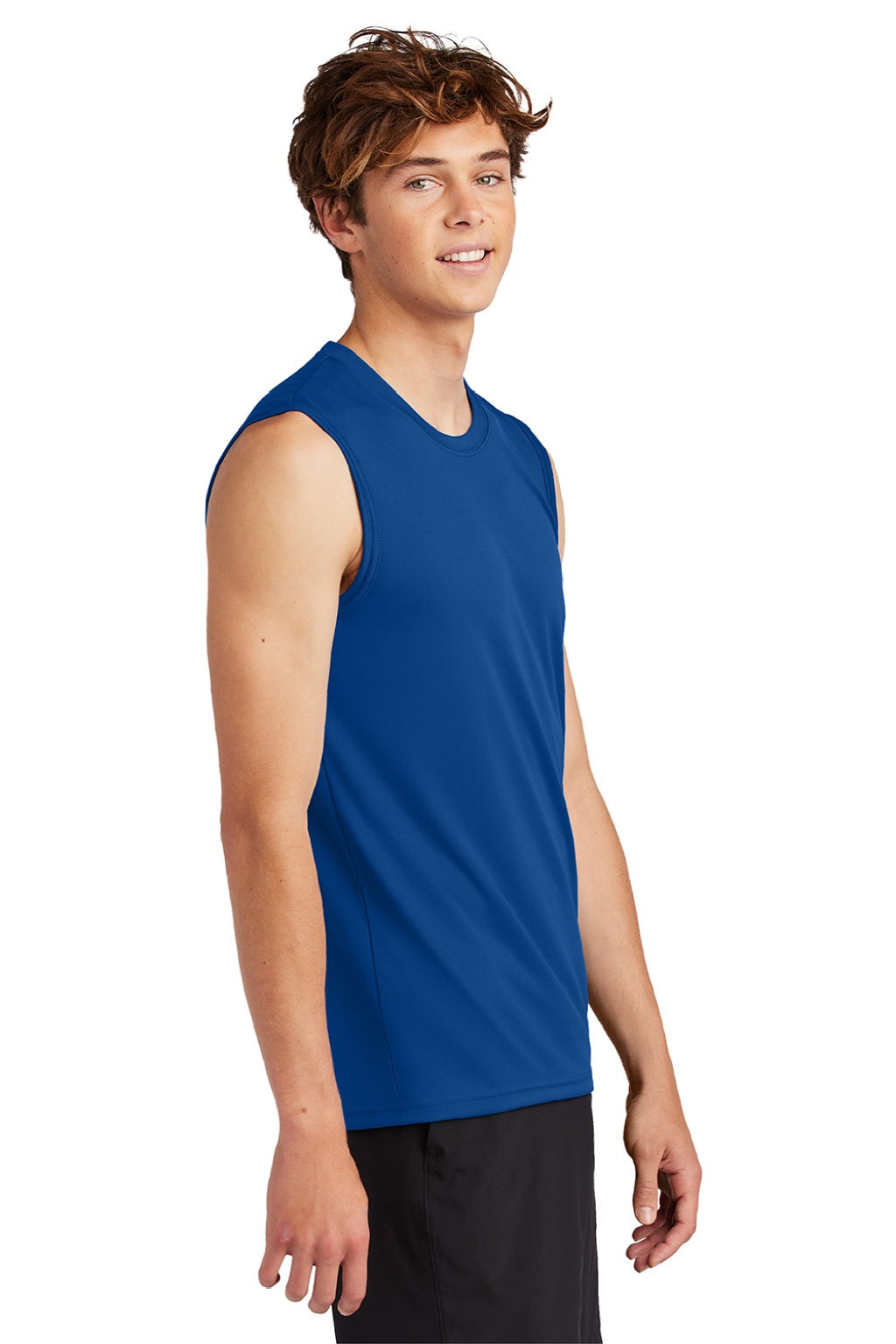Port & Company PC380SL Mens DryZone Moisture Wicking Performance Tank Top True Royal Blue Model Side