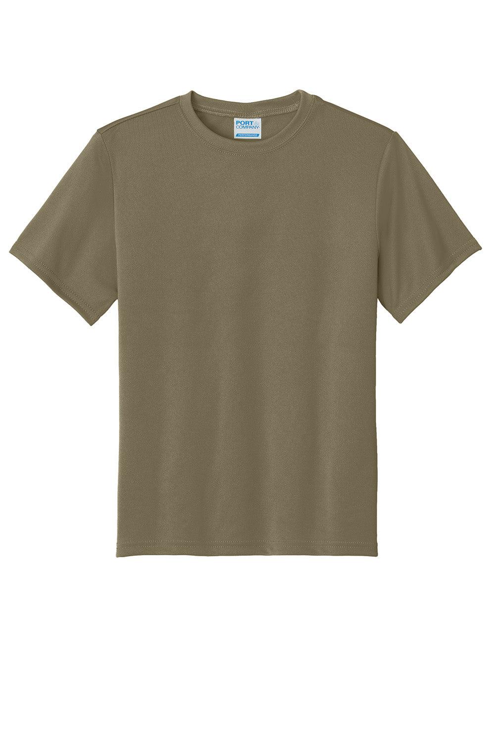 Port & Company PC380Y Youth Dry Zone Performance Moisture Wicking Short Sleeve Crewneck T-Shirt Coyote Brown Flat Front