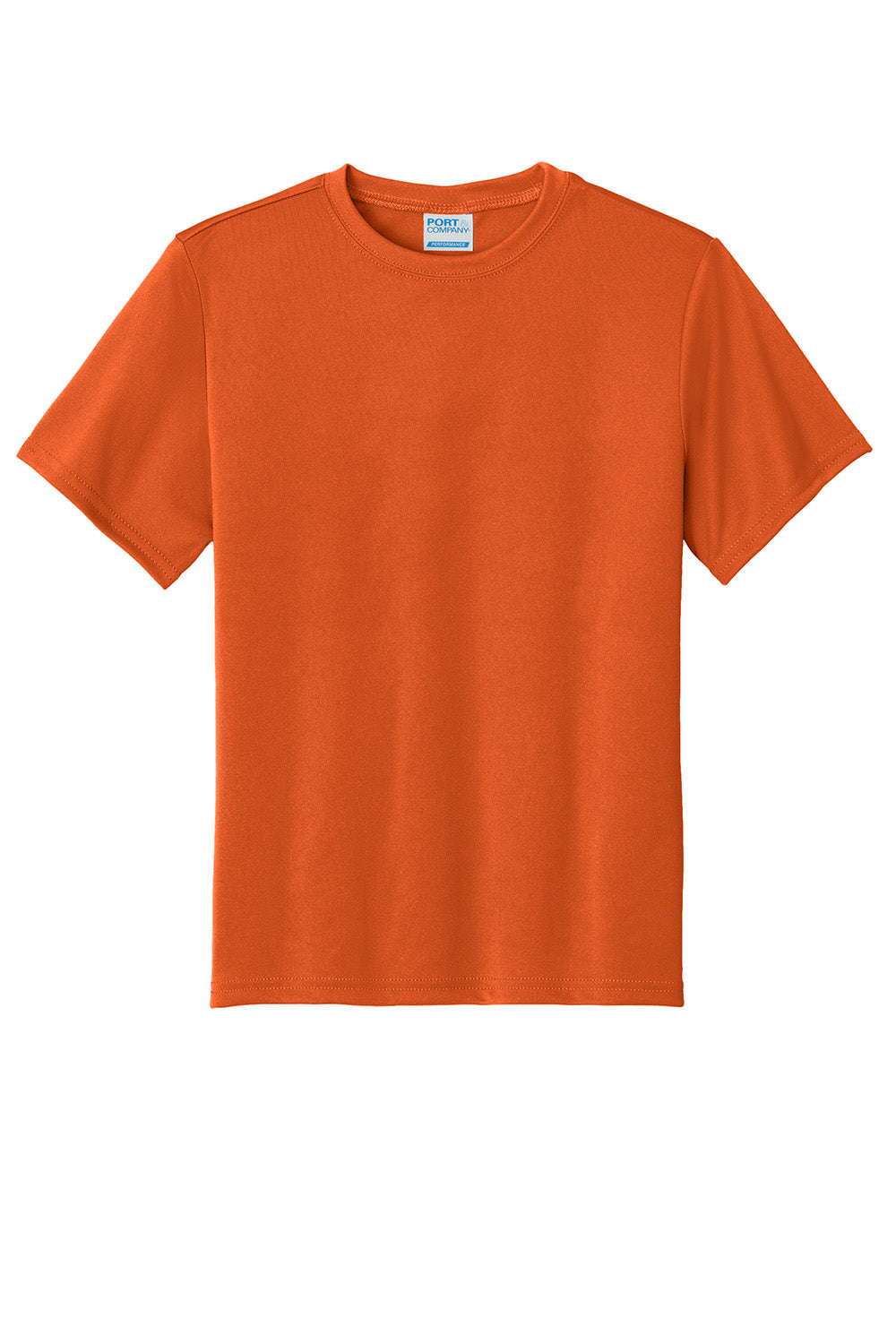 Port & Company PC380Y Youth Dry Zone Performance Moisture Wicking Short Sleeve Crewneck T-Shirt Deep Orange Flat Front