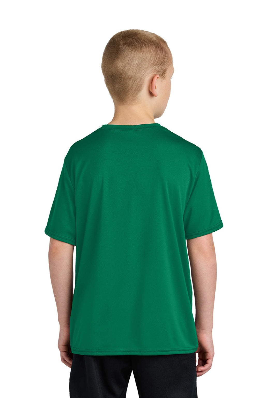 Port & Company PC380Y Youth Dry Zone Performance Moisture Wicking Short Sleeve Crewneck T-Shirt Kelly Green Model Back
