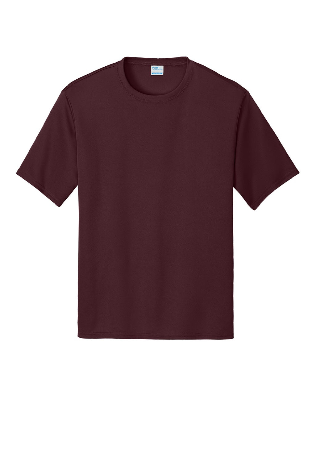 Port & Company PC380 Mens Dry Zone Performance Moisture Wicking Short Sleeve Crewneck T-Shirt Athletic Maroon Flat Front