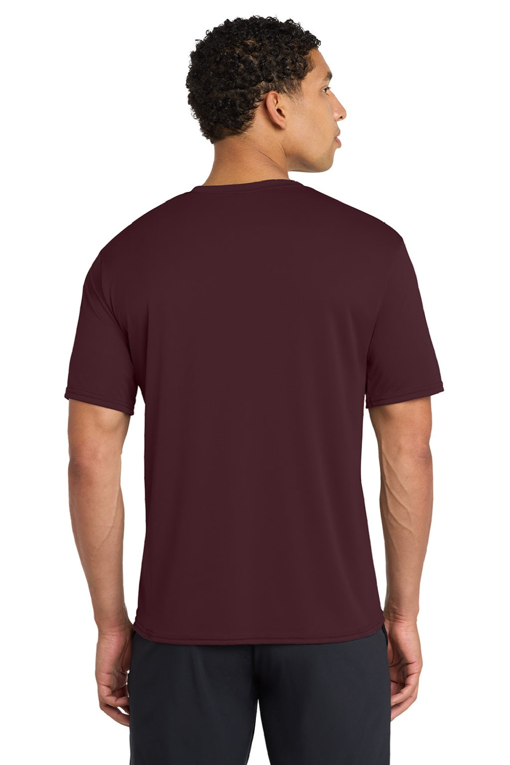 Port & Company PC380 Mens Dry Zone Performance Moisture Wicking Short Sleeve Crewneck T-Shirt Athletic Maroon Model Back