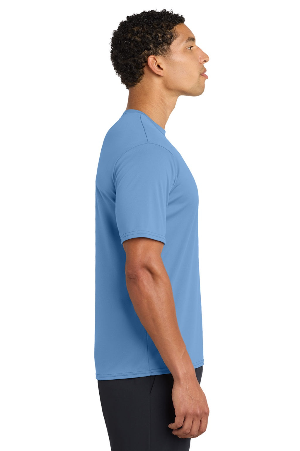 Port & Company PC380 Mens Dry Zone Performance Moisture Wicking Short Sleeve Crewneck T-Shirt Carolina Blue Model Side