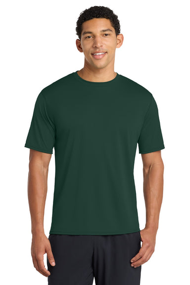 Port & Company PC380 Mens Dry Zone Performance Moisture Wicking Short Sleeve Crewneck T-Shirt Dark Green Model Front