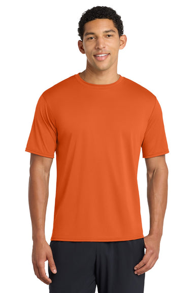 Port & Company PC380 Mens Dry Zone Performance Moisture Wicking Short Sleeve Crewneck T-Shirt Deep Orange Model Front