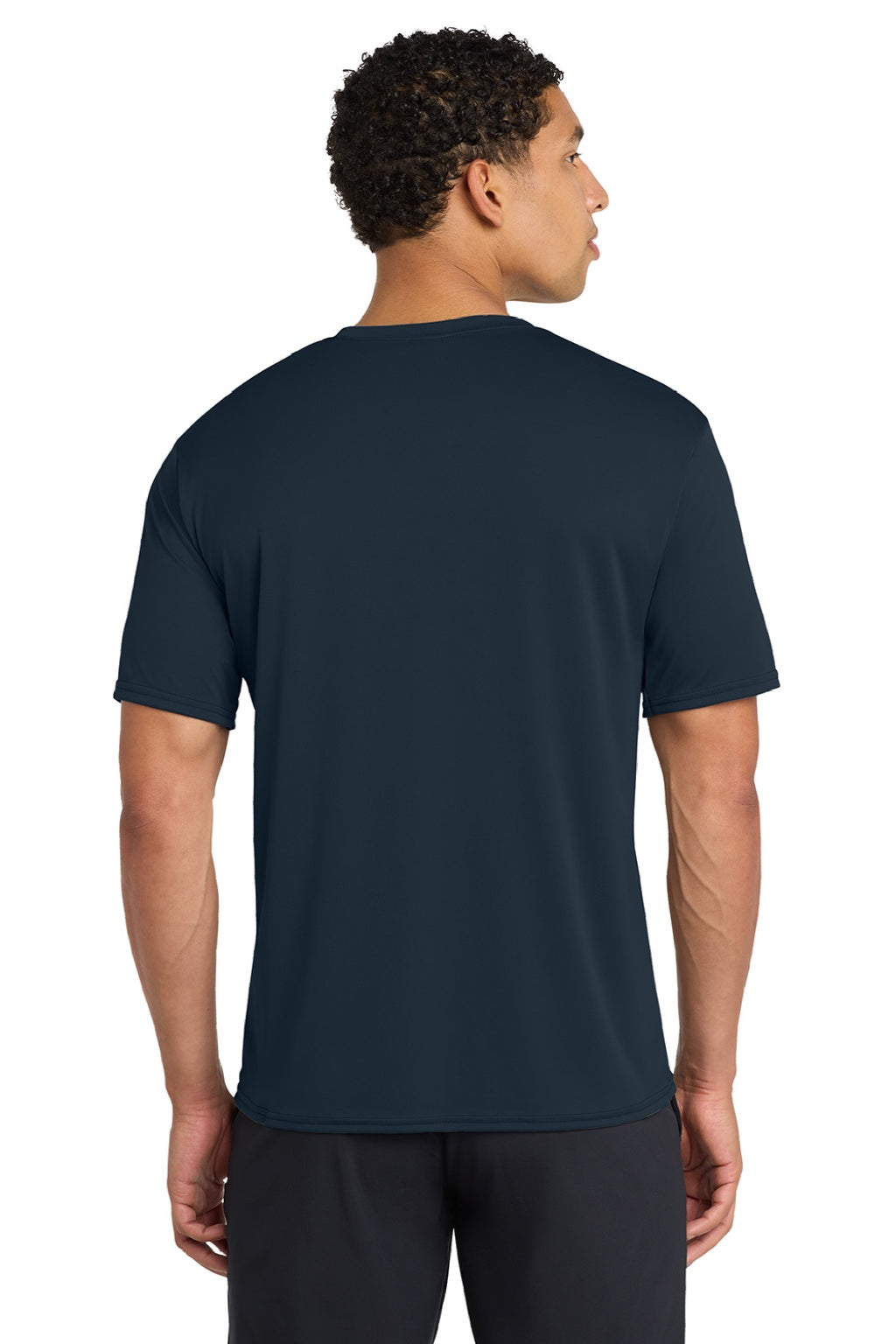Port & Company PC380 Mens Dry Zone Performance Moisture Wicking Short Sleeve Crewneck T-Shirt Deep Navy Blue Model Back