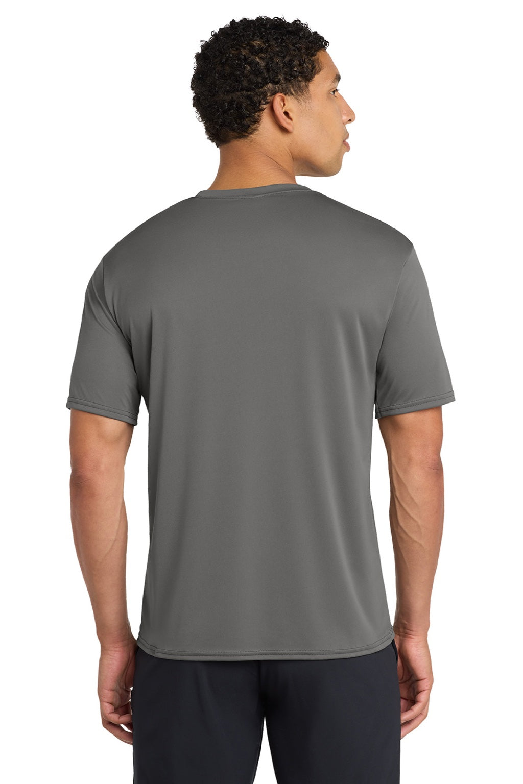 Port & Company PC380 Mens Dry Zone Performance Moisture Wicking Short Sleeve Crewneck T-Shirt Concrete Grey Model Back