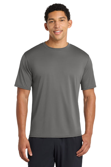 Port & Company PC380 Mens Dry Zone Performance Moisture Wicking Short Sleeve Crewneck T-Shirt Concrete Grey Model Front