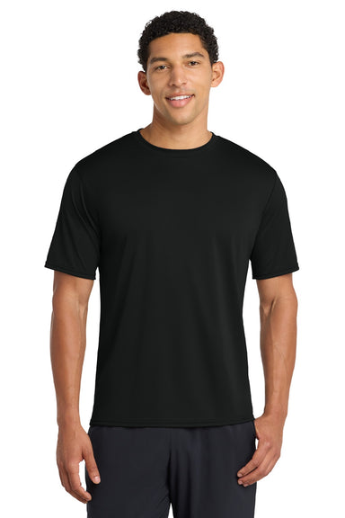 Port & Company PC380 Mens Dry Zone Performance Moisture Wicking Short Sleeve Crewneck T-Shirt Jet Black Model Front