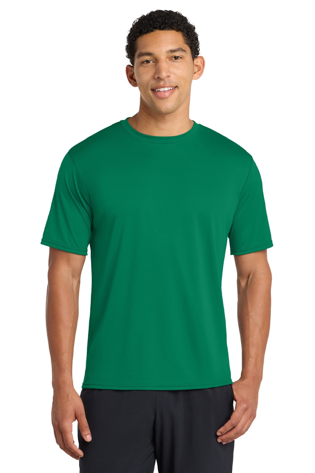 Port & Company PC380 Mens Dry Zone Performance Moisture Wicking Short Sleeve Crewneck T-Shirt Kelly Green Model Front