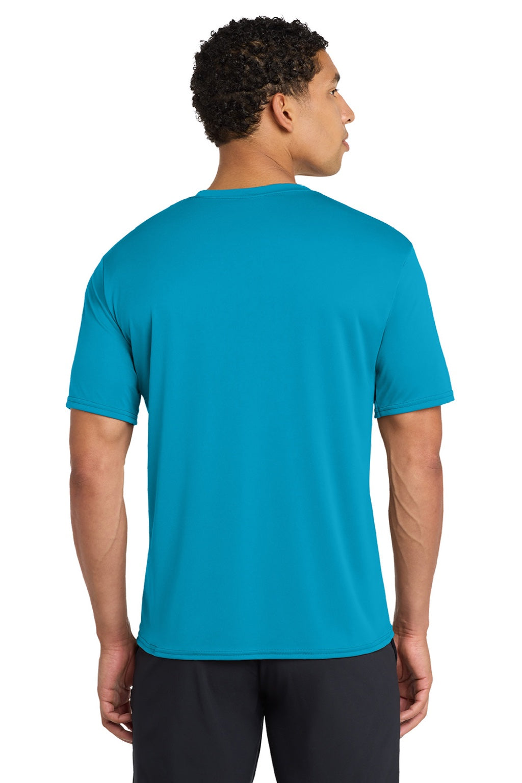 Port & Company PC380 Mens Dry Zone Performance Moisture Wicking Short Sleeve Crewneck T-Shirt Neon Blue Model Back