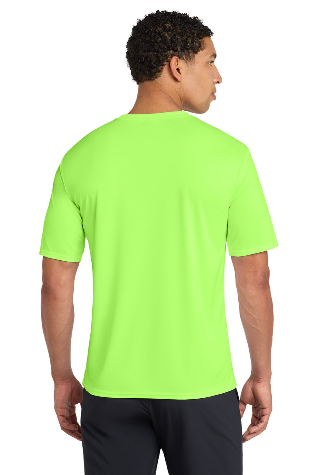 Port & Company PC380 Mens Dry Zone Performance Moisture Wicking Short Sleeve Crewneck T-Shirt Neon Green Model Back