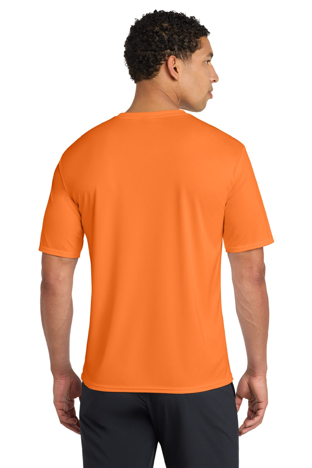 Port & Company PC380 Mens Dry Zone Performance Moisture Wicking Short Sleeve Crewneck T-Shirt Neon Orange Model Back