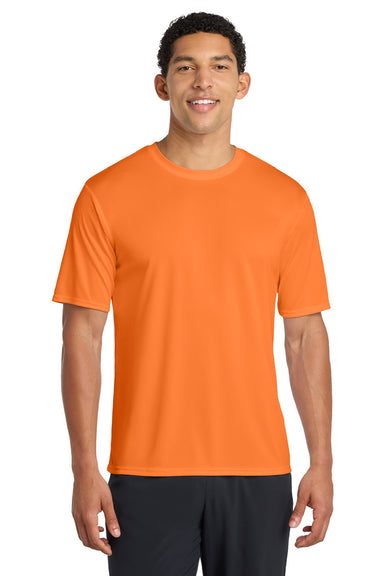 Port & Company PC380 Mens Dry Zone Performance Moisture Wicking Short Sleeve Crewneck T-Shirt Neon Orange Model Front