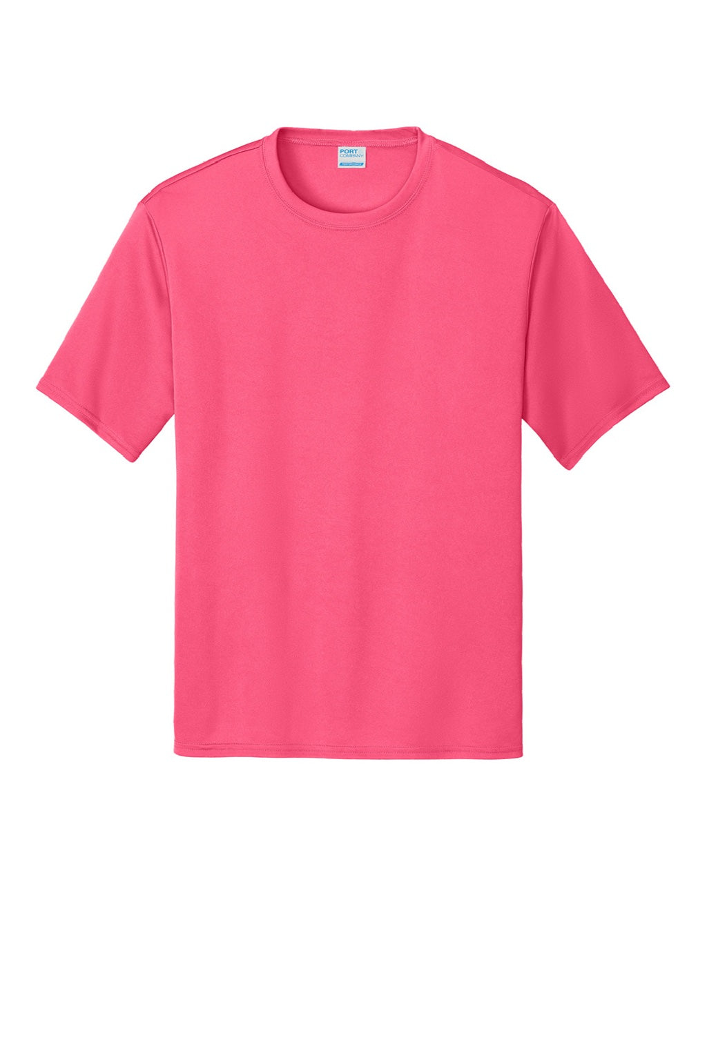 Port & Company PC380 Mens Dry Zone Performance Moisture Wicking Short Sleeve Crewneck T-Shirt Neon Pink Flat Front