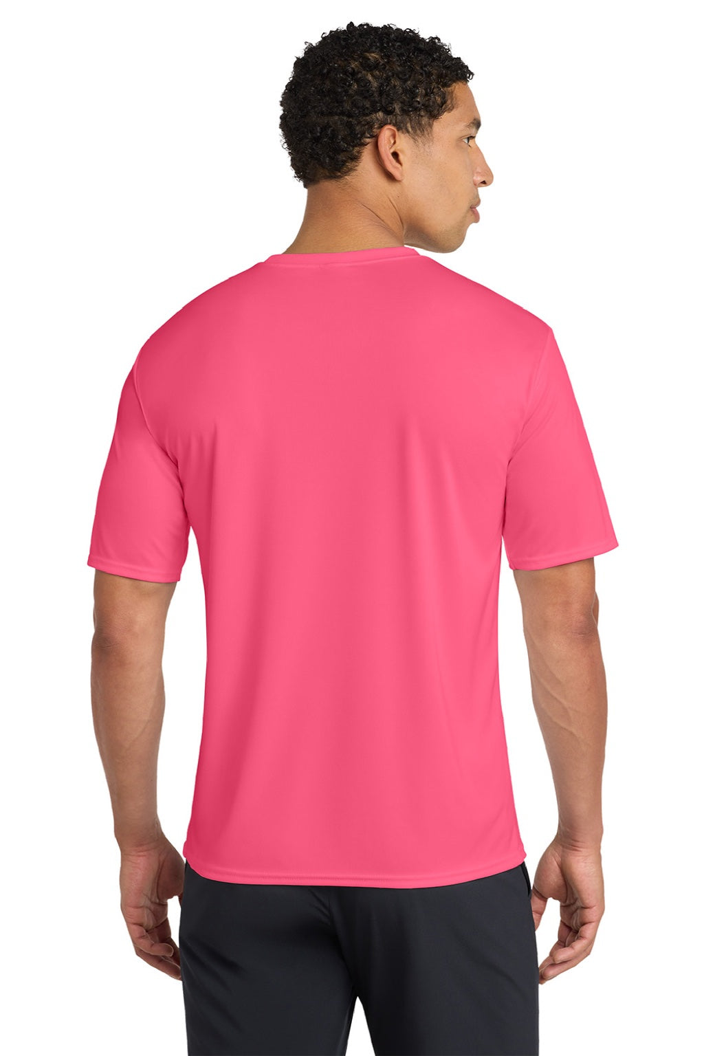 Port & Company PC380 Mens Dry Zone Performance Moisture Wicking Short Sleeve Crewneck T-Shirt Neon Pink Model Back