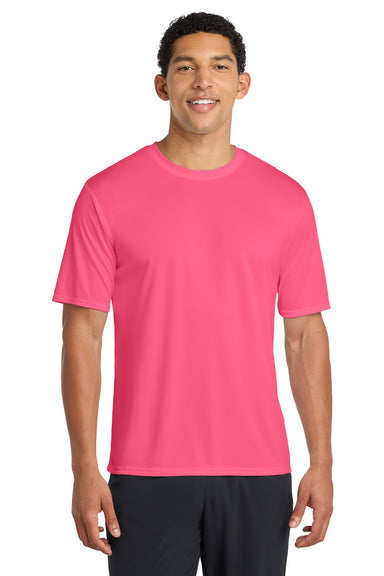 Port & Company PC380 Mens Dry Zone Performance Moisture Wicking Short Sleeve Crewneck T-Shirt Neon Pink Model Front