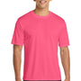 Port & Company Mens Dry Zone Performance Moisture Wicking Short Sleeve Crewneck T-Shirt - Neon Pink